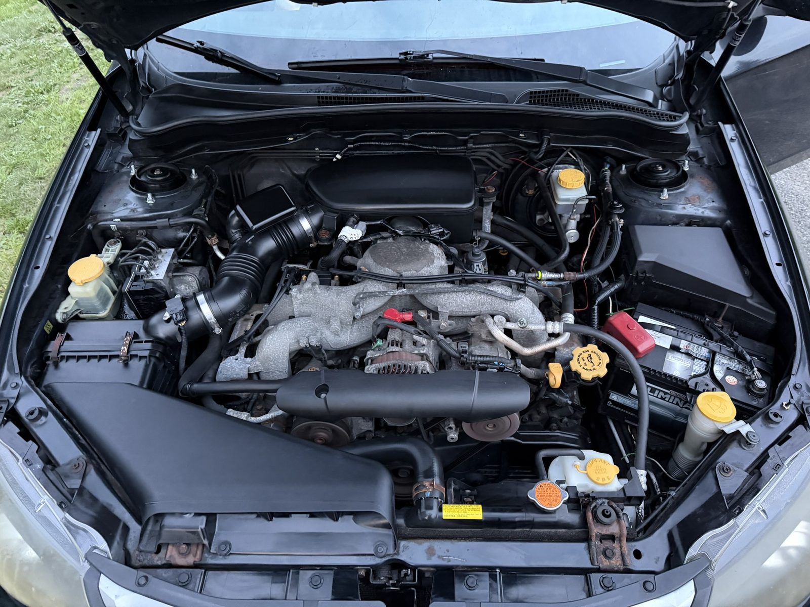 Subaru Impreza engine bay after cleaning and dressing